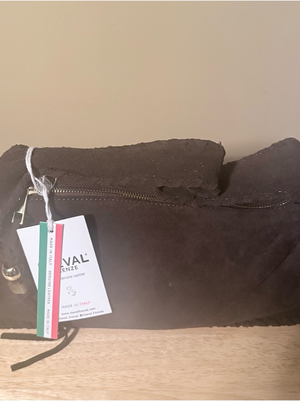 Cheval Firenze Vintage Italian Leather Dark Brown Suede Shoulder Bag